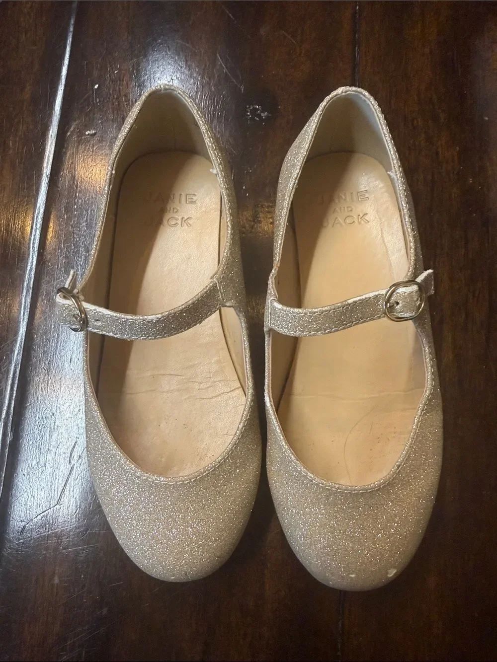 Janie and Jack Girls' Glitter Gold Mary Jane Flats